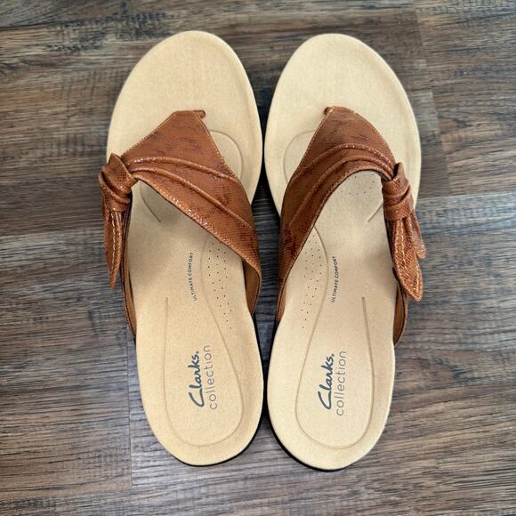 Clarks Laurieann Rae size US 12 W brown thong sandals NEW adjustable strap - Picture 4 of 13
